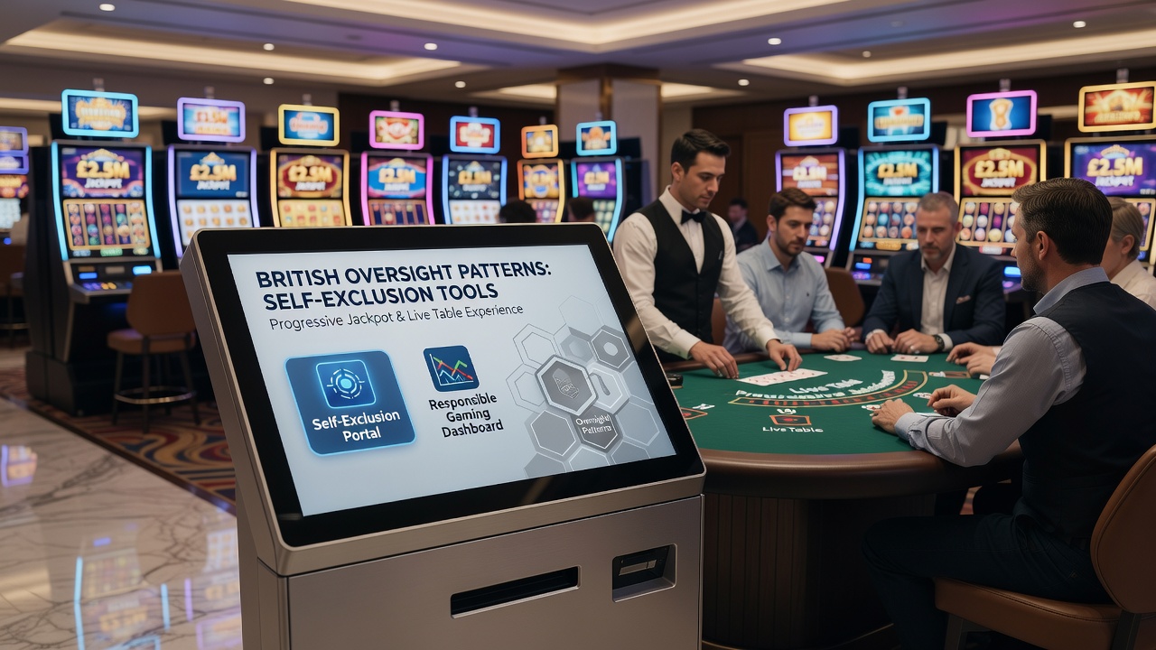 Analytics dashboard illustrating self-exclusion compliance metrics for mobile progressive jackpots and live dealer tables