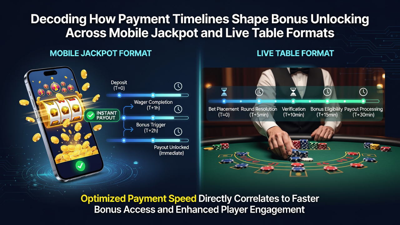 Comparison chart showing how deposit speeds influence bonus release rates between mobile slots and live dealer tables